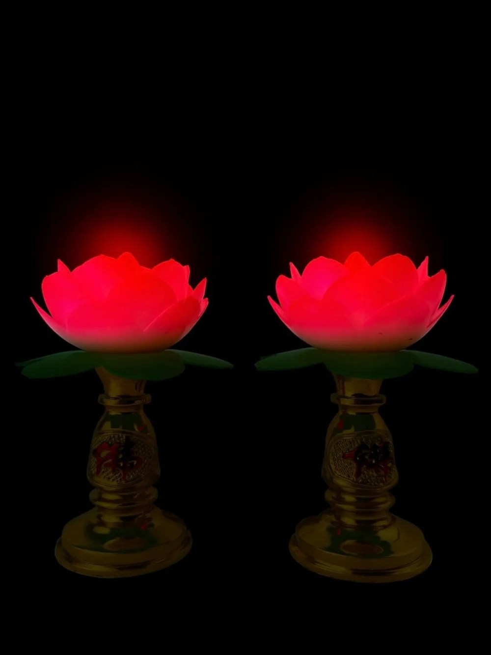 Lotus Lamp Set Bright Pink Glow Sacred Altar Blossom Meditation String Lights